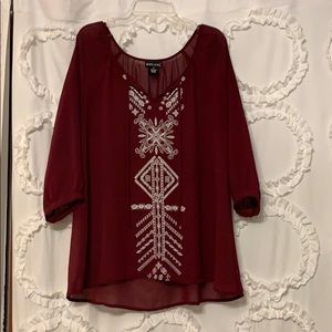 Red quarter length blouse